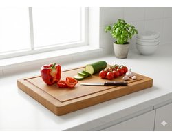 WoodellaArt Handgemaakte Snijplank van Massief Beukenhout - Compact (25,4 x 19,5 x 1,8 cm) - Voedselveilig & Robuust — cadeau in Kookcadeaus