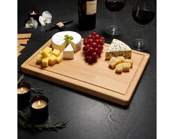 WoodellaArt Grote Handgemaakte Snijplank van Massief Beukenhout - 30,5 x 22,9 x 1,8 cm - Voedselveilig & Robuust — cadeau in Kookcadeaus