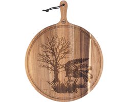 Dutchdeluxes Handgemaakte Seerverplank - Geoliede acaccia - 35 cm diameter - Bruin - Limited Edition — cadeau in Kookcadeaus