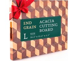 Handgemaakte 3D Geruite Acaciahouten Snijplank - Omkeerbare Multifunctionele Snijplank voor Bereiding en Presentatie — cadeau in Kookcadeaus