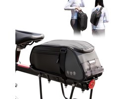 VHV-Waterdichte Fietstas Bagagedrager 8L - Multifunctionele Bagagedragertas met Regenhoes - Compacte Fietstas Achterop met Reflectoren - 3-in-1 Handtas en Schoudertas voor E-bike en Stadsfiets - Zwart — cadeau in Sport & Outdoor