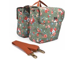 Dubbele Fietstassen - Bagagetas Achterop - Boodschappen Vervoeren - Waterdicht Canvas Materiaal - 33x125x30 cm - Groen — cadeau in Sport & Outdoor