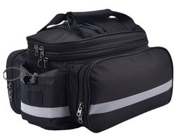 Waterdichte Fietstas Achterop Fiets – 27L Uitbreidbare Bagagedragertas – Touring Fietstas voor Lange Afstand – Met Regenhoes en Reflecterende Details – Zwart – 1 Stuk — cadeau in Sport & Outdoor
