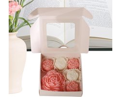 Aromatherapie Kaars Set - Geurkaarsen Botanisch - Romantische Sfeer Creëren - Natuurlijke Sojawas - 6 stuks - Rozengeur — cadeau in Wonen & Interieur
