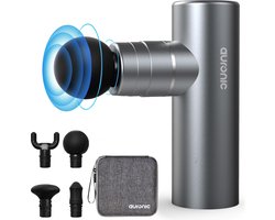 Auronic Massage Gun voor Spierherstel en Ontspanning - Incl. Koffer en 4 Opzetstukken - Professioneel Massage Pistool - Mini Massage Gun - Massage Apparaat voor Rug, Nek en Schouders - Fitness - Grijs — cadeau in Sport & Outdoor