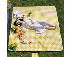 Fuegobird- Picknickdeken-200 x 200 cm-Stranddeken- Opvouwbare campingdeken- Waterdicht- Zanddichte picknickmat- Draagbare tuin-strandmat- Machinewasbaar- voor kamperen- Tuin- Park- Strand-geschikt voor kinderen's kruipdeken (geel) — cadeau in Sport & Outdoor