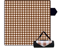 Fuegobird- Picknickdeken-200 x 200 cm-Stranddeken- Opvouwbare campingdeken- Waterdicht- Zanddichte picknickmat- Draagbare tuin-strandmat- Machinewasbaar- voor kamperen- Tuin- Park- Strand-geschikt voor kinderen's kruipdeken (Bruin) — cadeau in Sport & Outdoor