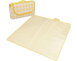 Picknick Deken - Opvouwbaar strandmatje - Draagbaar picknickkleed met handvatten - 150 x 200 cm - waterdicht - grote mat voor strand, reizen, kamperen, wandelen - Geel — cadeau in Sport & Outdoor