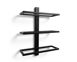 SINIA Living® - Wijnrek - 3 flessen - Mat zwart - Metaal - Wandwijnrek - Wijnrekken - Modern - Hangend wijnrek - Muur monteren - Industrieel - Wijnliefhebber - Wijnrek hangend - Wand - Vino - Wijnaccessoires - Aan de muur - Wijnglazen - Wijnfles — cadeau in Wonen & Interieur
