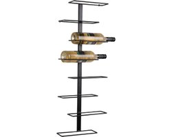 Present Time Wijnrek Float - Zwart - 32.5x9.5x80.5cm - IJzer - Voor aan de Muur - 8 Flessen - Modern — cadeau in Wonen & Interieur