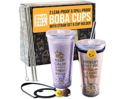 Herbruikbare XL Boba Cup Set met Draagtas en Rietjes — cadeau in Koken & Dineren