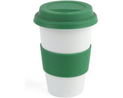Porseleinen drinkbeker - Koffiemok set - Koffie voor onderweg - Herbruikbaar alternatief - 030 liter - Groen — cadeau in Koken & Dineren
