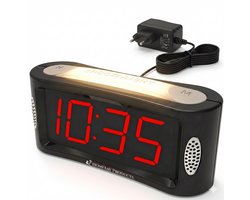 HomeBay® Digitale Wekker & Klok - Grote Cijfers - Slaapkamer Wekker met Slaapvriendelijk Rood Licht (Dimbaar) - Seniorenwekker - Zwart — cadeau in Wonen & Interieur