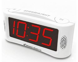 HomeBay® Digitale Wekker - Grote Cijfers - Slaapvriendelijk Rood Licht - Dimbaar - Wit — cadeau in Wonen & Interieur