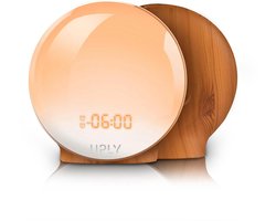 UPLY Wake Up Light - Met USB Oplaadpunt - Licht Wekker - Wekker Radio - 2 Wektijden - Digitale Wekker - 7 Kleuren — cadeau in Wonen & Interieur