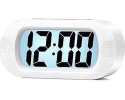 Digitale Wekker Klok - 24uurs wekker - Werkt Op Batterijen - Makkelijk Instelbaar Alarm met Snooze en licht Functie - Kinderwekker Reiswekker - Digitale LED Klok/Wekker - Trendy Wekker Met Snooze functie - Stevige Alarmklok - Wit — cadeau in Elektronica