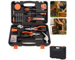 Cheqo® Gereedschapset Voor Beginners - 45-Delige Gereedschapset - Klauwhamer - Schroevendraaiers - Tangen - Imbussleutels - Multi-Schroevendraaiers - Afbreekmes - Rolbandmaat - Isolatietape - Spanningzoeker - Kunststof Opbergkoffer — cadeau in Gereedschap