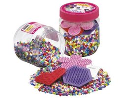 Hama - Strijkkralen in een Ton – 4000 Kralen met 3 Grondplaten – Roze – Creatief Speelplezier — cadeau in Hobby