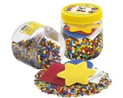 Hama Strijkkralen in een Ton met 3 Grondplaten - Geel — cadeau in Hobby