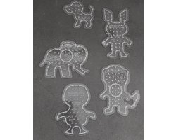 Set van 5 verschillende Hama MAXI dieren: grote strijkkralen vormpjes / figuur / grondplaat (hond, konijn, olifant, leeuw, pinguïn) voor extra grote strijkparels (creatief cadeau voor kleine kinderen / peuters / kleuters) — cadeau in Spellen & Speelgoed