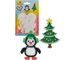 Hama midi strijkkralen winter set met 3 grondplaten / vormen: grondplaat Kerstboom / dennenboom, pinguïn, hartje (strijkparels / Hama beads), schoencadeau Sint / Kerstmis! — cadeau in Spellen & Speelgoed