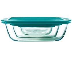 Pyrex - Cook & Store Schaal Rechthoek met Deksel Set van 3 Stuks - Borosilicaatglas - Transparant - — cadeau in Cadeau-ideeën