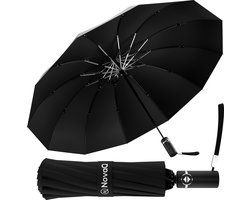 NovaQ Stormparaplu Opvouwbaar met Beschermhoes - Zwart - Grote Paraplu 110 CM - Automatisch Uitklapbaar - Windproof tot 100 KM P/U — cadeau in Cadeau-ideeën