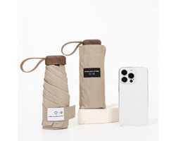 TinyTin® Mini Paraplu Opvouwbaar - Ø 91cm - Regen & Windbestendig - UV Paraplu en Zonneparaplu voor Onderweg - Kleine Reis Paraplu 17cm - Lichtgewicht 210g - Windbestendig - Japanse Stijl Umbrella - Sandstone Beige — cadeau in Cadeau-ideeën