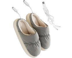 Verwarmde Pantoffels - Schoenen Verwarming - Warme Voeten - Usb Verwarming - Draagbaar - Grijs — cadeau in Mode & Accessoires