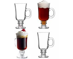 Kayaglas - Luxe Irish Coffee – Koffieglazen – Latte Macchiato Glazen op voet met handvat - cappuccino glazen - Set van 4 - 250 ml — cadeau in Koken & Dineren