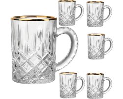 Luxe Theeglazen glazen met oor | Cappuccino glazen | Met handvat | Koffieglazen | Vaneeza theeglas | Set 6 stuks | 200 ml | — cadeau in Koken & Dineren