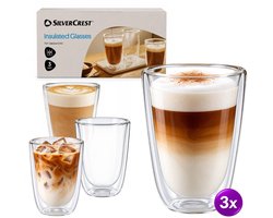Dubbelwandige Cappucino Glazen 3 stuks - Luxe Cappuccinoglazen Dubbelwandig - Thermoglazen 325 ml - Lichtgewicht Borosilicaatglas - Warm- en Koudhoudend - Dubbelwandige Glazen voor Lungo & Cappuccino - Koffie & Thee kopjes - Glass Set - SilverCrest — cadeau in Koken & Dineren