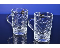Luxe Kristallen Koffie- en Theeglazen met Oor – Set van 2 – 22 cl — cadeau in Koken & Dineren