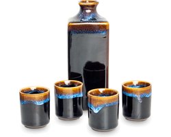 Luxe - Sake - Sake set - Zwart - Japans servies - Sushi servies - Porselein servies - Theeset - Sakeset - Kopjes - Theeglazen - Theekopjes porselein - cadeau - Cadeau voor vrouw - Cadeau vrouw — cadeau in Koken & Dineren