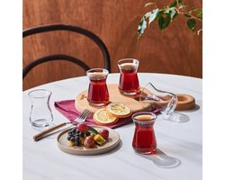 Karaca irem Turkse Theeglazen Set – 6-delig – 6 Personen – 132 ml – Helder Glas – Luxe Theeglazen — cadeau in Koken & Dineren