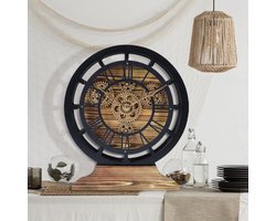 Tafelklok met Bewegende Tandwielen - Om te Bouwen tot Wandklok - Industrieel Steampunk - Zwart — cadeau in Wonen & Interieur