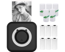 J&R Instant camera - Digitale camera met printer - Draadloze Instant Mini Printer - Bluetooth - Met printpapier en zelfklevende printjes - Zwart — cadeau in Elektronica
