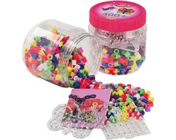 Hama - Strijkkralen Set - 400 Multikleur Kralen - 2 Grondplaten - Vlinder & Vierkant — cadeau in Spellen & Speelgoed
