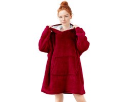 V&L comfortlifestyle - Fleece deken met mouwen - fleece plaid - 280 gsm - Rood - Snuggle Hoodie — cadeau in Wonen & Interieur