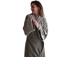 Zest - Deken met mouwen Taupe - 200 x 140 cm - Hoodie deken dames en heren - Super zacht - pluist niet - fleeceplaid met mouwen - fleecedeken — cadeau in Wonen & Interieur
