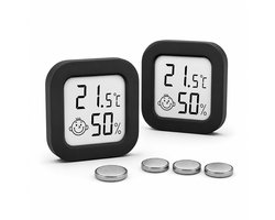Joybelli® Digitale Hygrometer 2-Pack met Temperatuurmeter – Luchtvochtigheidsmeter voor Babykamer, Slaapkamer en Woonkamer – Inclusief 4 Batterijen — cadeau in Cadeau-ideeën