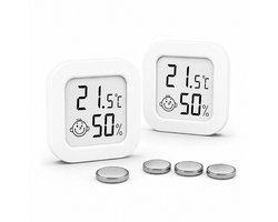 Joybelli® Digitale Hygrometer 2-Pack met Temperatuurmeter – Luchtvochtigheidsmeter voor Babykamer, Slaapkamer en Woonkamer – Inclusief 4 Batterijen — cadeau in Cadeau-ideeën