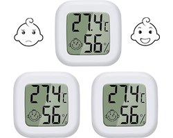 3x Mini-digitale thermometer hygrometer kamerthermometer, kamerthermometer, temperatuur- en luchtvochtigheidsmeter voor binnen, babykamer, woonkamer kantoor 3 stuks (Excl. Batterijen) — cadeau in Cadeau-ideeën