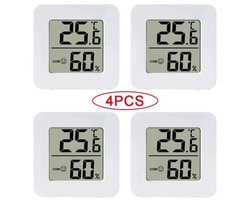 VIKEFON Digitale Hygrometer Binnen – Thermometer & Luchtvochtigheidsmeter – Nauwkeurige Temperatuurmeter – Mini Klimaatmeter voor Woonkamer, Slaapkamer & Babykamer – Incl. Batterij – Wit – 4 Stuks — cadeau in Cadeau-ideeën