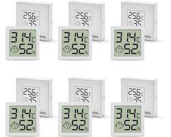 Digitale Thermometer en Hygrometer Set voor Binnen, Mini Luchtvochtigheidsmeter, Ruimte Thermometer voor Woonkamer, Kantoor, Babykamer, Broeikas (6 Stuks) — cadeau in Cadeau-ideeën