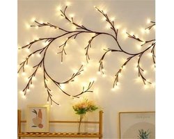 Wilgenkransverlichting - Met afstandsbediening/dimfunctie - 1,8 meter - Decoratieve krans - Kunstmatige takken - Bevat 96 LED's - Sfeervolle slingerverlichting - Stekker - Geschikt voor wand- en slaapkamerdecoratie - 1 stuk — cadeau in Wonen & Interieur