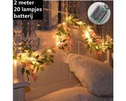 Xtraworks -Sfeervolle Roze Bloesem Lichtslinger met LED-verlichting - 2 meter lang met 20 lichtpunten — cadeau in Wonen & Interieur