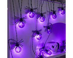Namajunas - Halloween spinnen lichtsnoer - 10 meter met 100 lampjes - Energiezuinig - Veilig en duurzaam materiaal - Feest- en feestdag decoratie voor een sfeervolle ambiance - Geschikt voor binnen en buiten — cadeau in Wonen & Interieur