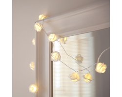 Sfeervolle LED-lichtsnoer met 30 Witte Rozen, Warm Wit Licht — cadeau in Wonen & Interieur