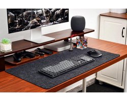 Vilten bureauonderlegger - 90 x 40 cm - Grote muismat - Bescherming van bureaublad - Antislip-onderzijde - Geschikt voor gaming en schrijven - Grijs — cadeau in Wonen & Interieur